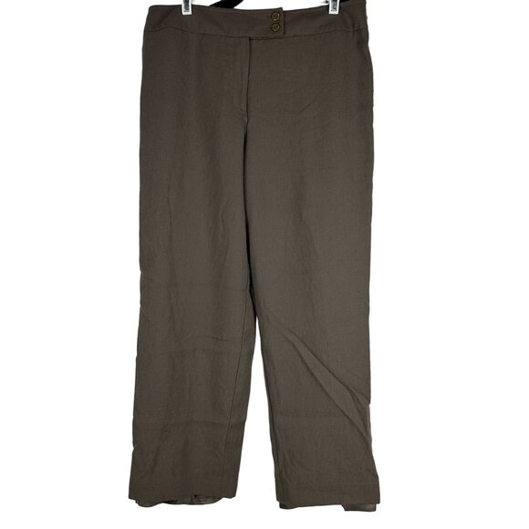 Talbots Petites Brown Wide Leg Wool Dress Pants Size 14 Made Of Italian Fabric - Picture 1 of 7